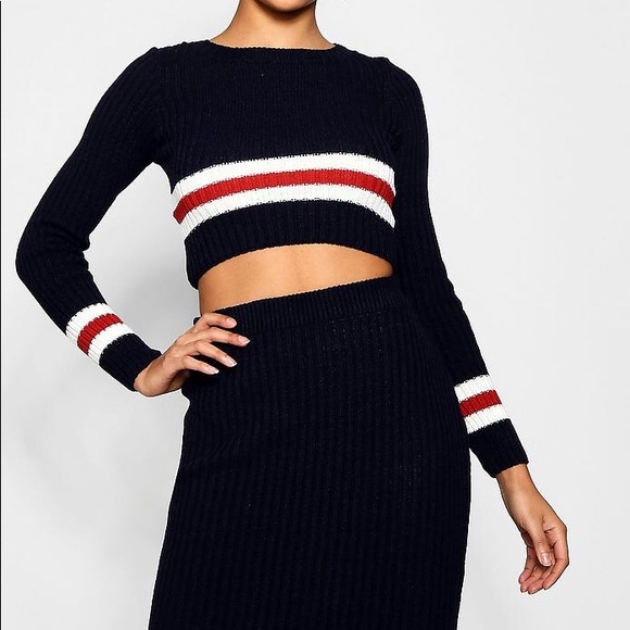 Striped ribbed co-ord skirt and top set - Picture 5 of 5
